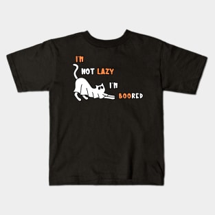 I'm Not Lazy I'm BOOred Spooky Ghost Cat Kids T-Shirt